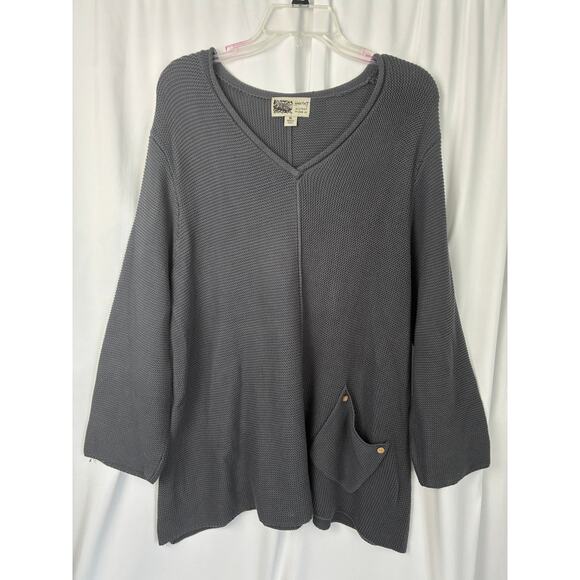 Habitat Clothes to Live in Tunic Sweater Women's XL Gray Pocket Lagenlook - Picture 1 of 7